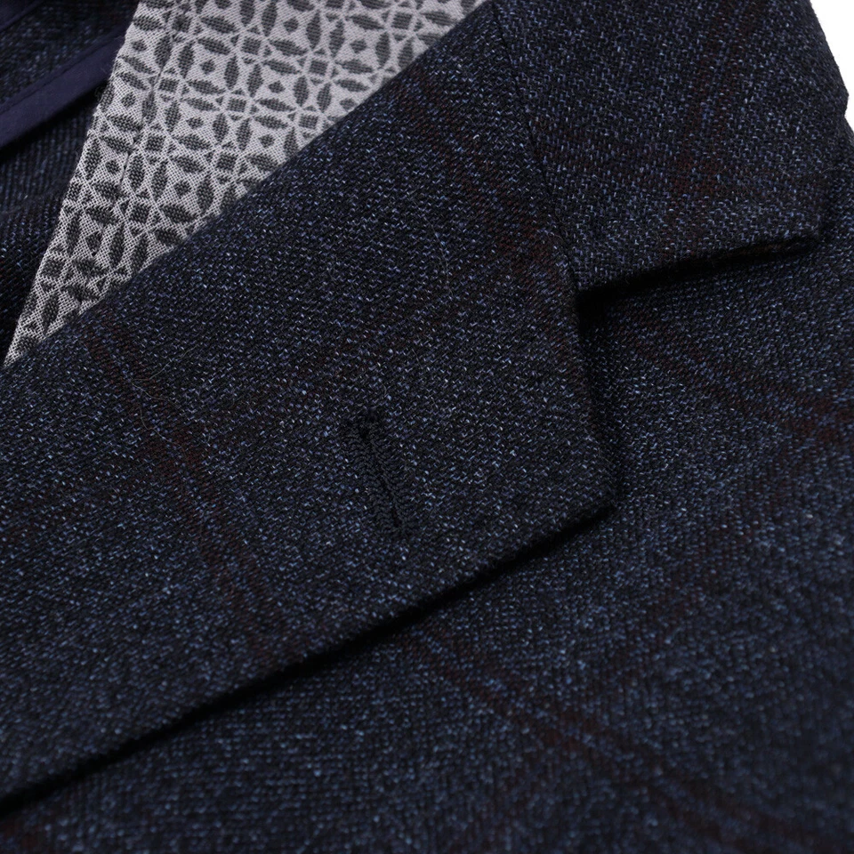 Nuevo abrigo deportivo BILLY REID $795 azul oscuro a cuadros lana y algodón 38R Foto 4 de 4