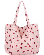 Strawberry Tote Bag, Cute Corduroy Tote Bag for Women Girls, Reusable Corduro...