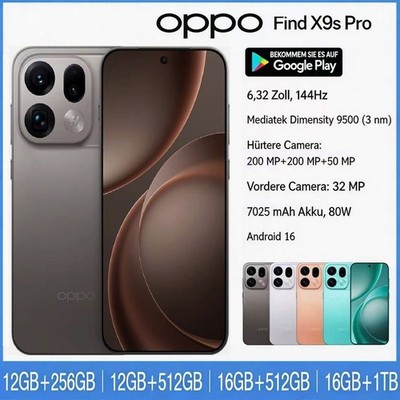 Oppo Find X9s Pro 5G Smartphone Dimensity 9500 6,32 Zoll 144Hz 7025mAh 200MP 80W