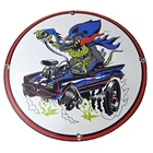 Vintage Rat Fink Hot Rod Batmobile Porcelain Sign - Kustom Fink Sign