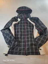 Womens MEDIUM Polar Edge GOLD SERIES Snowboard Hooded Ski Jacket BLACK WHITE