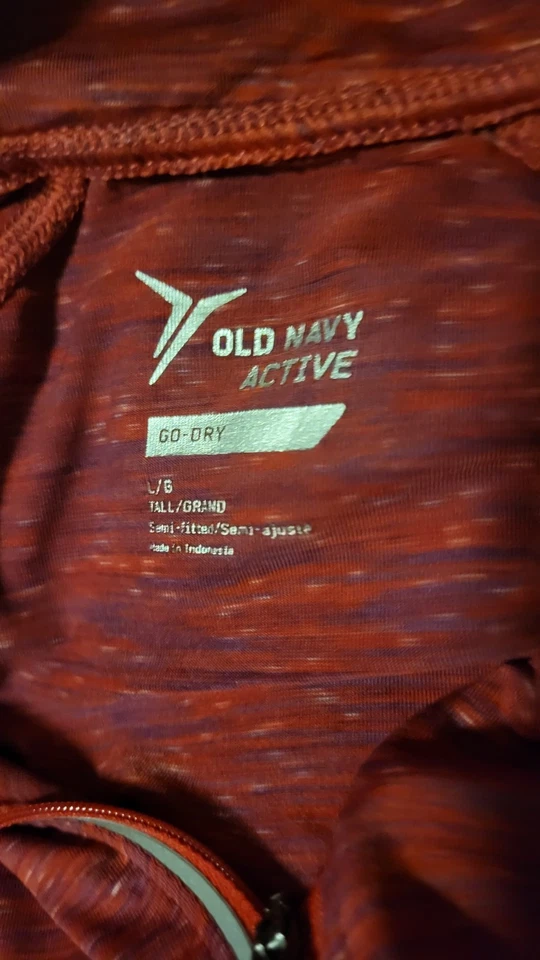 Old Navy Active Go Dry Talla L Rosa Oscuro Cuarto Mármol Cremallera Manga L Agujero Pulgar Foto 4 de 4
