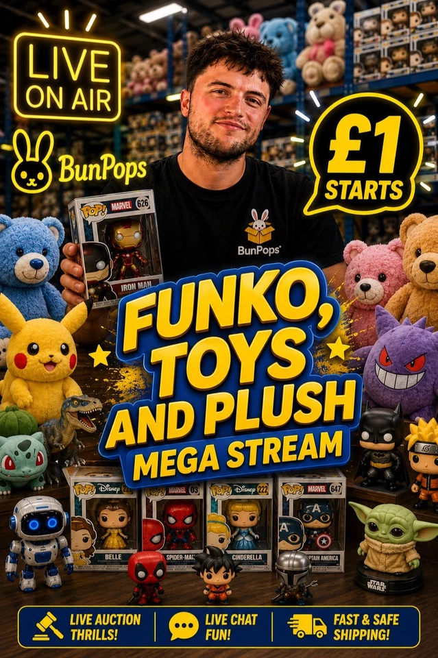 £1 STARTS ALL MORNING | TOYS, FUNKO, PLUSHY