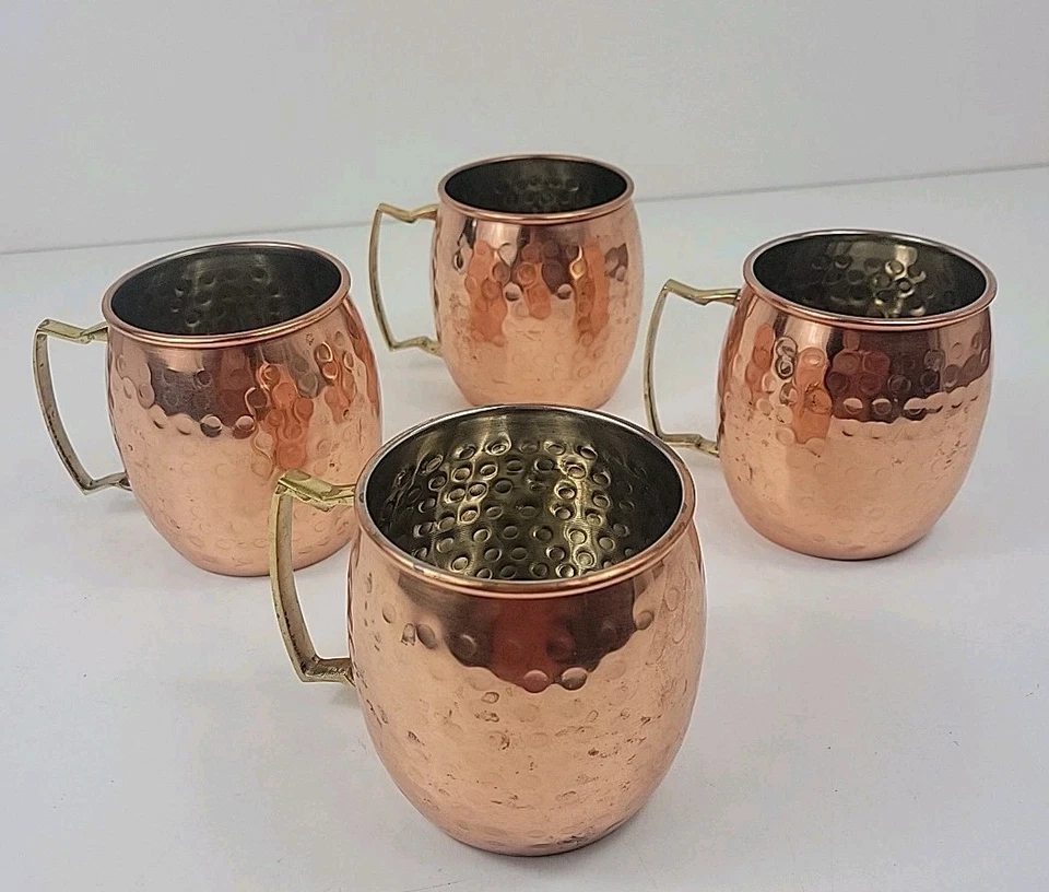 Juego de 4 tazas de mula Moscú cobre martillado Foto 2 de 4