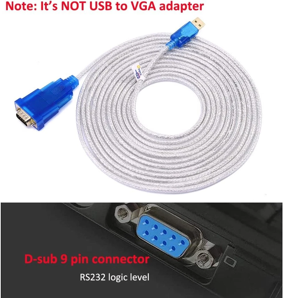 DTECH USB to Serial Adapter Cable with RS232 DB9 Male Port FTDI Chipset Supports - Image 2 of 4