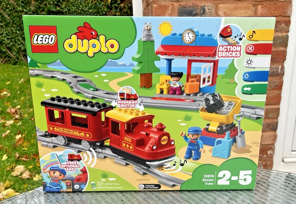 LEGO 10874 DUPLO STEAM TRAIN PUSH & GO LOCOMOTIVE RETIRED SET *FACTORY SEALED* - Image 2 of 3