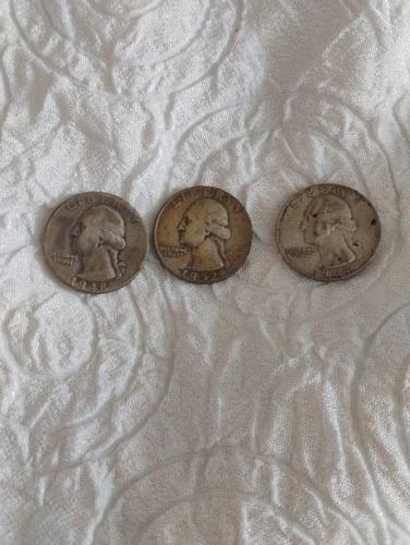 Lot of 3 Silver quarters 1948-p,1952-d,1964-d