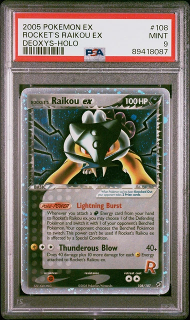 2005 Pokemon EX Deoxys Rocket's Raikou Holo #108 PSA 9