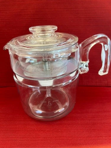 Pyrex 7759-B Vintage Glass 9-Cup Percolator Coffee Pot Complete Set
