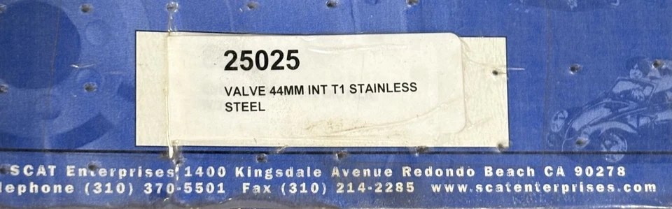 Válvula de admisión SCAT 44 MM T1 acero inoxidable #25025 para Volkswagen ¡NUEVA EN PAQUETE! Foto 3 de 4