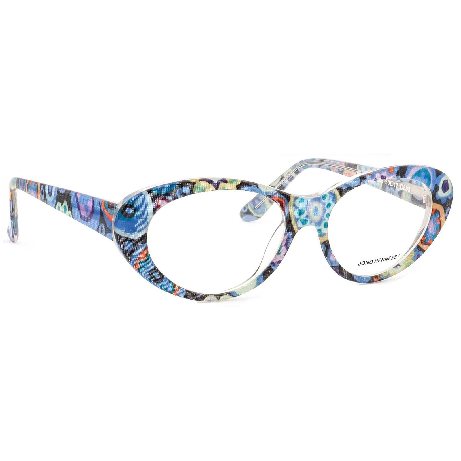 Jono Hennessy Eyeglasses 8209 C833 Limited Edition Blue Art Cat Eye 50[]17 135