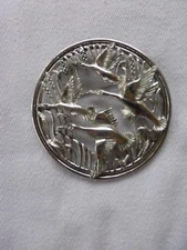 Sarah Coventry Birds in Flight Silver Filigree Pin Pendant Modernist Signed  Vtg