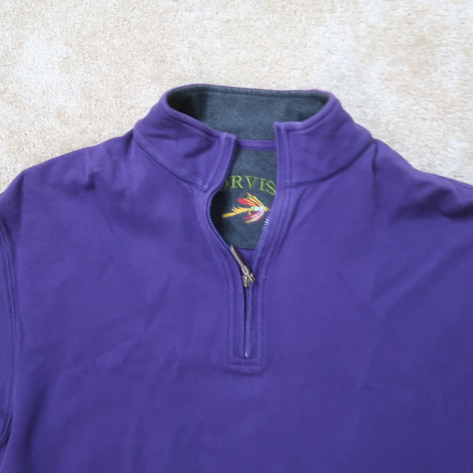 Suéter Pullover Orvis 1/4 Cremallera Para Hombre Medio Púrpura Manga Larga Foto 2 de 4