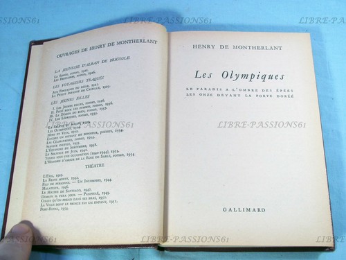 LES OLYMPIQUES, HENRY DE MONTHERLANT, ÉDITIONS GALLIMARD 1955 - Picture 6 of 12