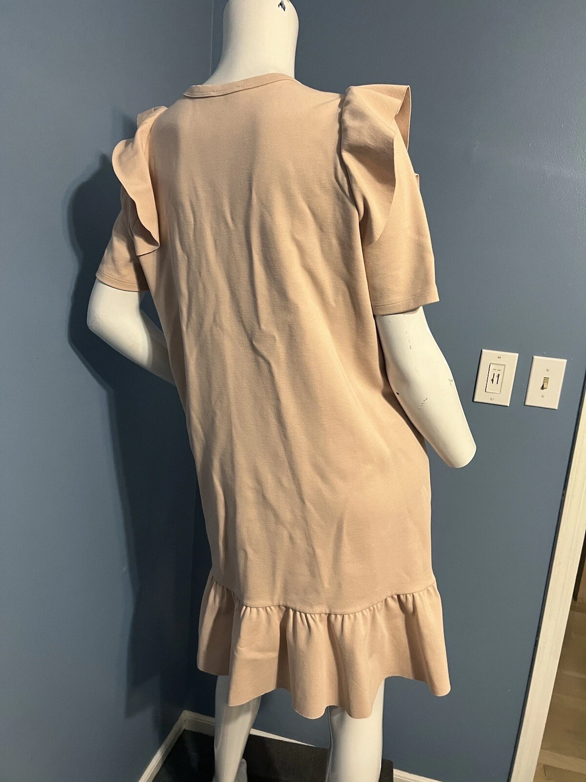 Mini abito rosso Valentino collo in rete arricciato in blush taglia XL