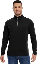 Men's 100% Merino Wool Base Layer Shirts Midweight Thermal Zip Long Sleeve Top