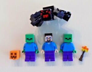 Lego Minifigure Minecraft Lot C Steve Spider Zombies Torch Ebay