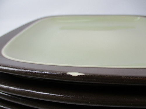 4 Umbra Swerv Espresso Gray Off Center Rim Square 10in. Dinner Plates - Picture 7 of 7