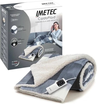 Imetec 26031 Plaid Adapto Tartan Grigio coperta riscaldabile a 6 temperature