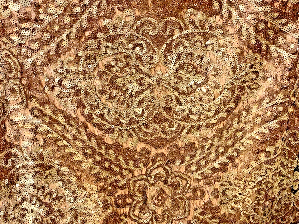 Vestido de Noche Sue Wong Lentejuelas Completas Cóctel PATRÓN PAISLEY DORADO Talla 4 De Colección Y2K Foto 3 de 4