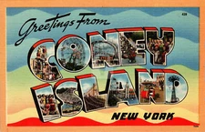 Large Letter Greetings from Coney Island, New York NY Postcard Copy