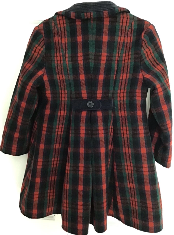 Abrigo de invierno de lana a cuadros vintage B. Altman niñas 5 hecho en Inglaterra años 50 o 60 Foto 2 de 4