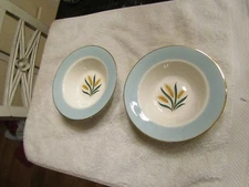 Vintage International D.S. Co Alliance OH Blue Viking Wheat 6" Bowls Set 2 NOS