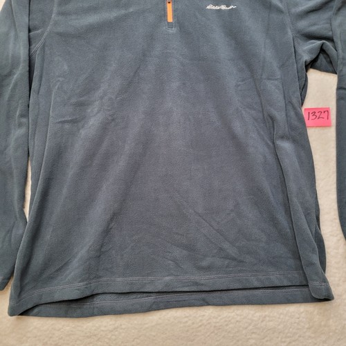 Eddie Bauer Herren grau einfarbig Langarm 1/4 Reißverschluss Fleece Pullover 100% Poly Gr. XL - Bild 3 von 16