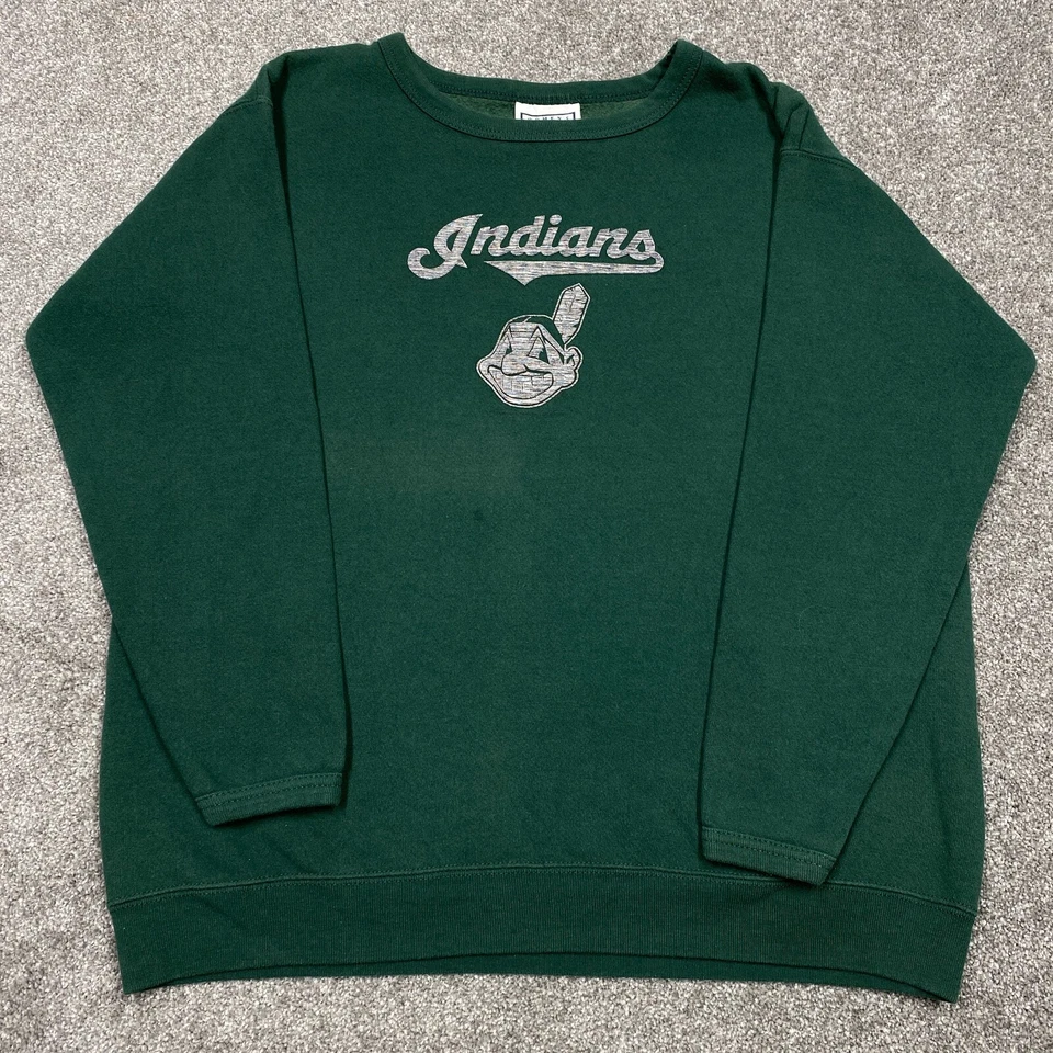 Cleveland Indians Sweater Women Medium Green MLB Baseball Vintage Sweatshirt - Image 2 of 4