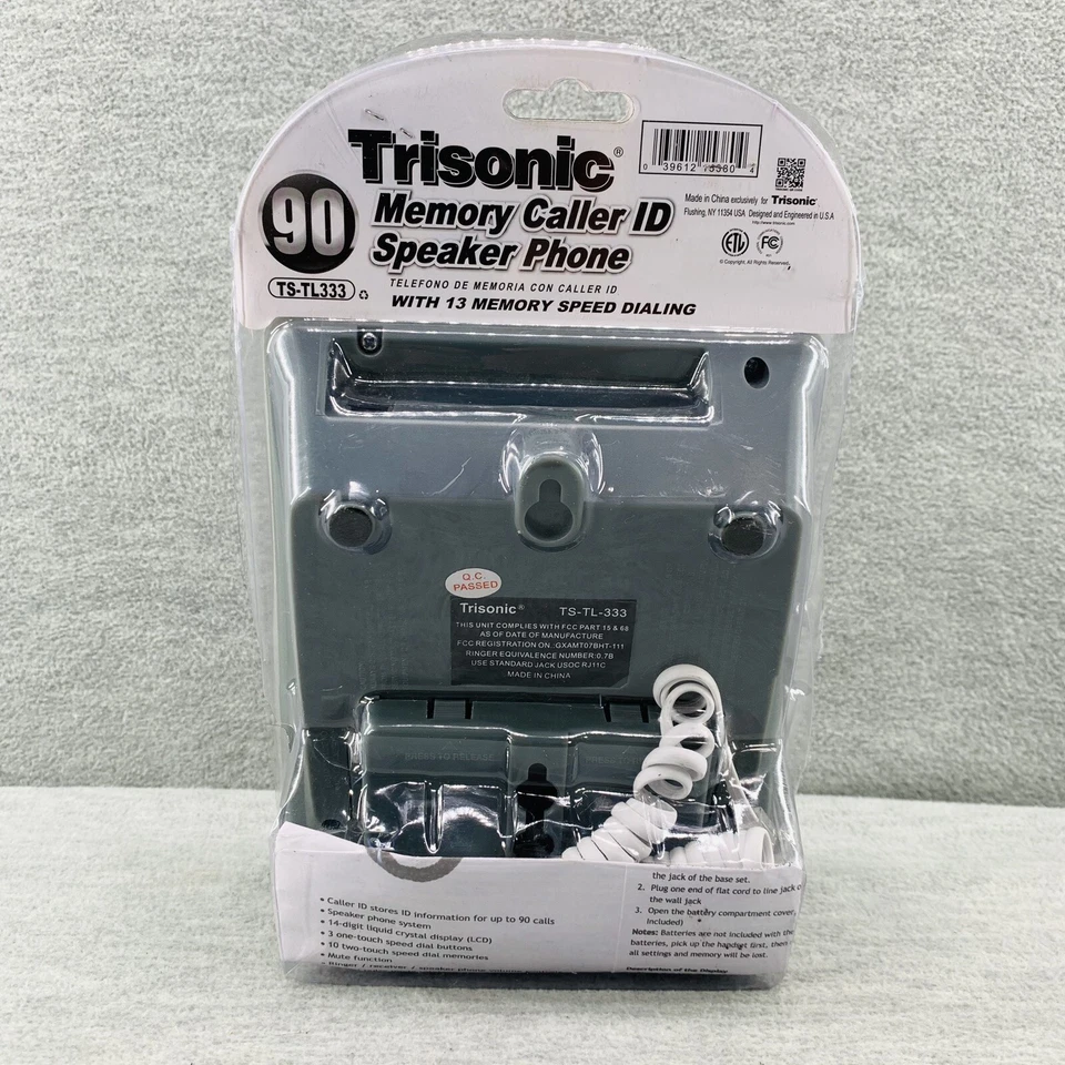 Altavoz de teléfono residencial con botón grande número grande TRISONIC TS-TL333 memoria identificador de llamadas F Foto 3 de 4