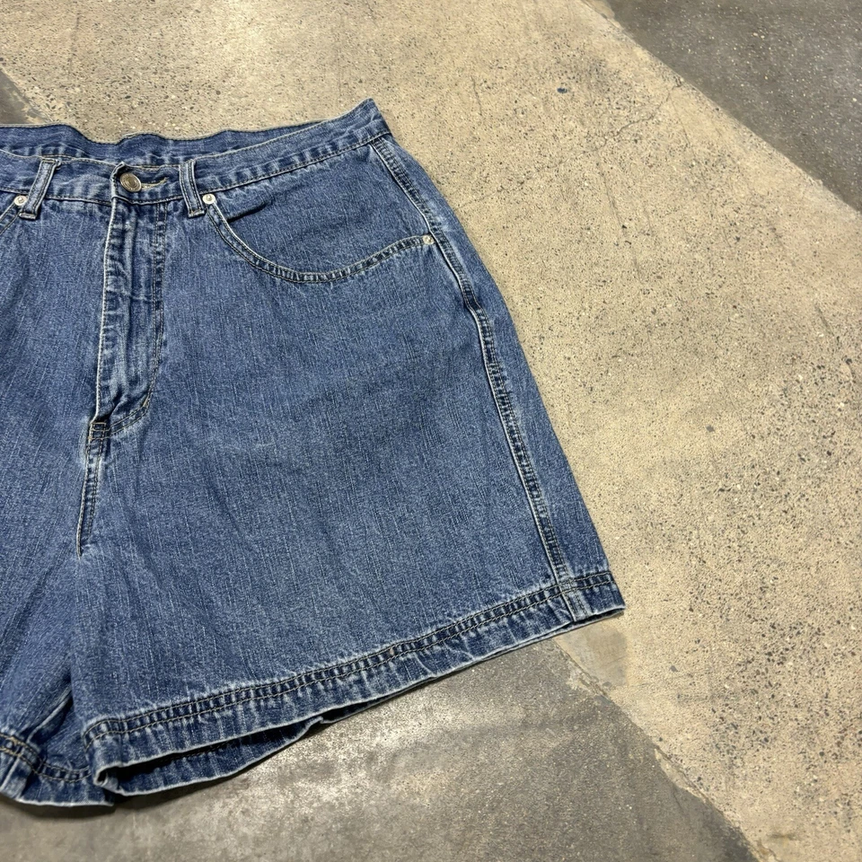 Pantalones Cortos Xhileration Carpenter Para Mujer 16W Denim Azul Tiro Alto Y2K Mamá Foto 3 de 4