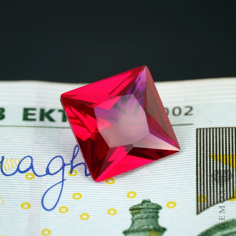 Ruby Square Princess Cut Genuine Lab-Grown Loose Gemstone Raspberry Red Stone EU - Image 2 of 4