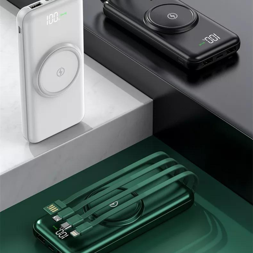 Wireless Power Bank W/ Cables 10,000mAh Portable Travel Charger Battery Backup - Picture 8 of 11