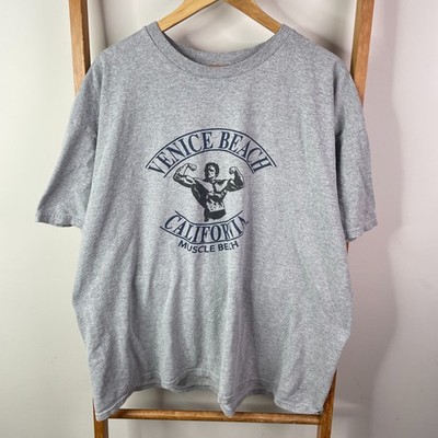 Venice Beach California Shirt Men 2XL Grey Muscle beach Heavyweight Short Sleeve