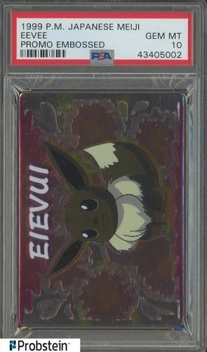 1999 Pokemon Japanese Meiji Promo Embossed Eevee PSA 10 GEM MINT