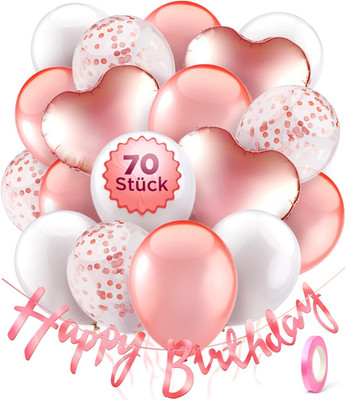 70er Set Luftballons Geburtstag mit Happy Birthday Banner - all-in-one Geburtsta