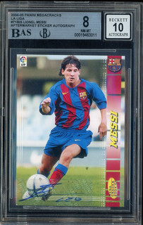 2004 05 Panini Megacracks La Liga #71BIS Lionel Messi RC Rookie BGS 8 w/ 10 AUTO