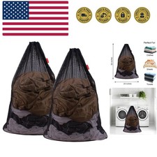 2 Pack Mesh Laundry Bags, 24 x 36 Inches Heavy Duty Drawstring Bag, Factories...