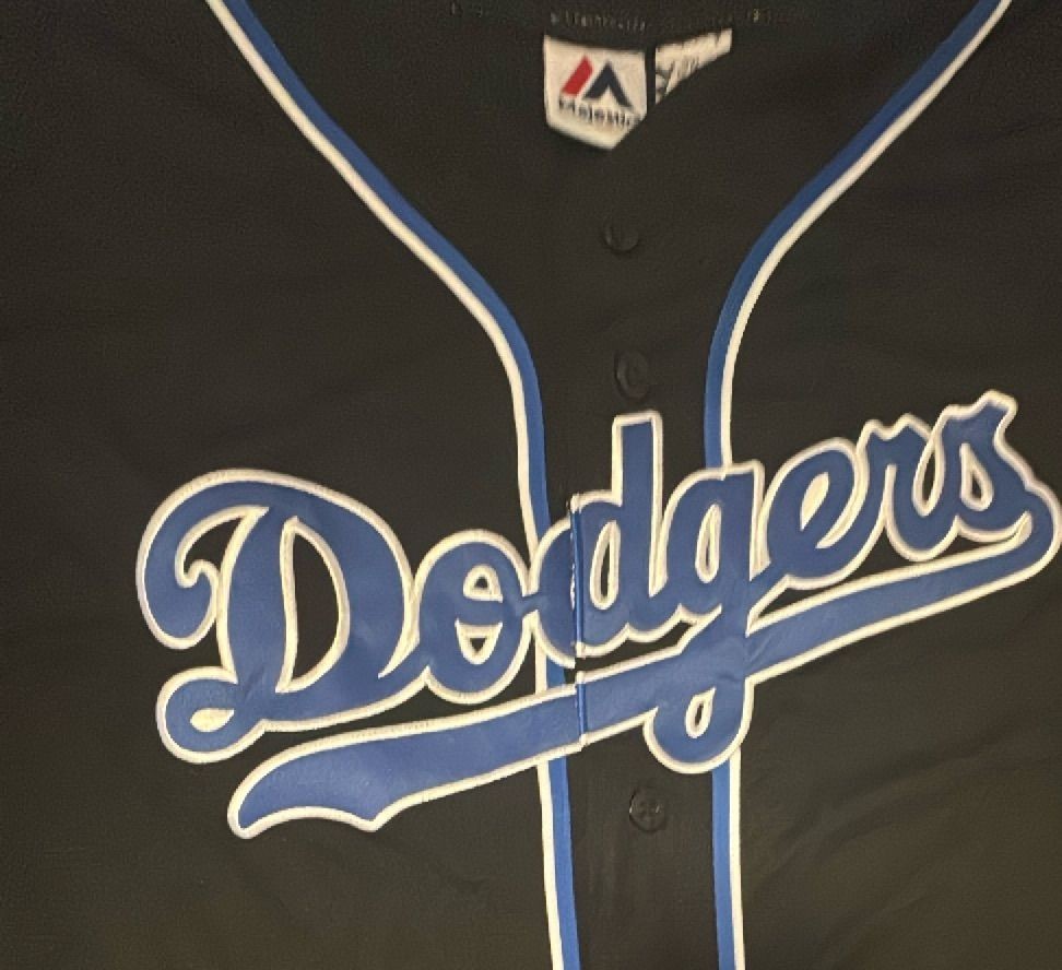 Majestic Los Angeles Dodgers Black Jersey 3XL Button Up Blue White Trim