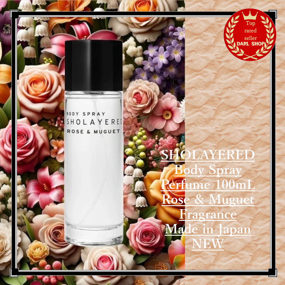 SHOLAYERED BLACK 、ROSE MUGUET、HIBISCUS SHOLAYERED Body Spray Perfume 100mL Rose & Muguet Fragrance Made