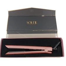 Soleil Solid Ceramic Flat Iron Magnetized Plates Hair Straighter - Rose Gold