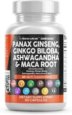 Clean Nutraceuticals Panax Ginseng Ginkgo Biloba Ashwagandha Maca Root -... 