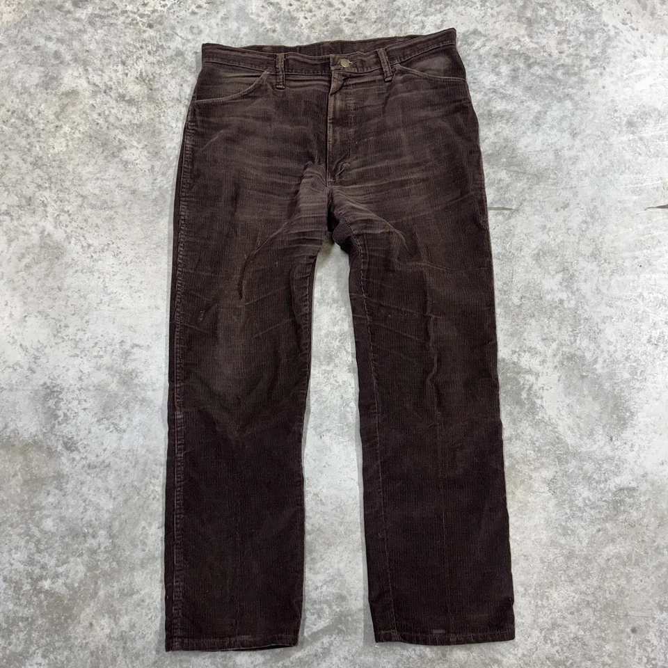 Rustler Pants Mens 36x30 Brown Corduroy Straight Leg 5-Pocket Talon 70s USA - Image 2 of 4