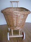 Vintage Wicker Doll Stroller with Red Wheels – 24” Wooden Pram Buggy — photo 10