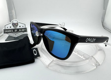 OAKLEY FROGSKINS MATTE BLACK W/ PRIZM SAPPHIRE BLUE SUNGLASSES OO9013-H655 NEW