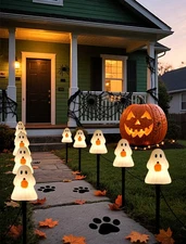 Classic Ghost Halloween Pathway Lights (5-Pack) - Electric Outdoor Decoration...