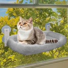 Cordless Cat Window Perch, Large Foldable Cat Hammock for Wall with 4 Strong ...
