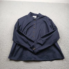 Talbots Petites Top Womens 16W Blue Long Sleeve Button Up Casual