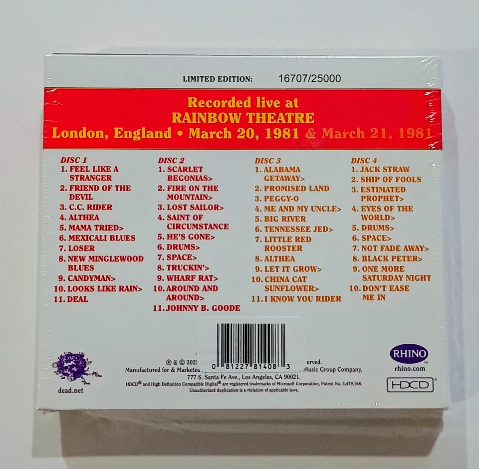 Grateful Dead - Dave’s Picks Vol 56 - 3/20 & 21/1981 Rainbow Theatre, London NEW - Image 2 of 4
