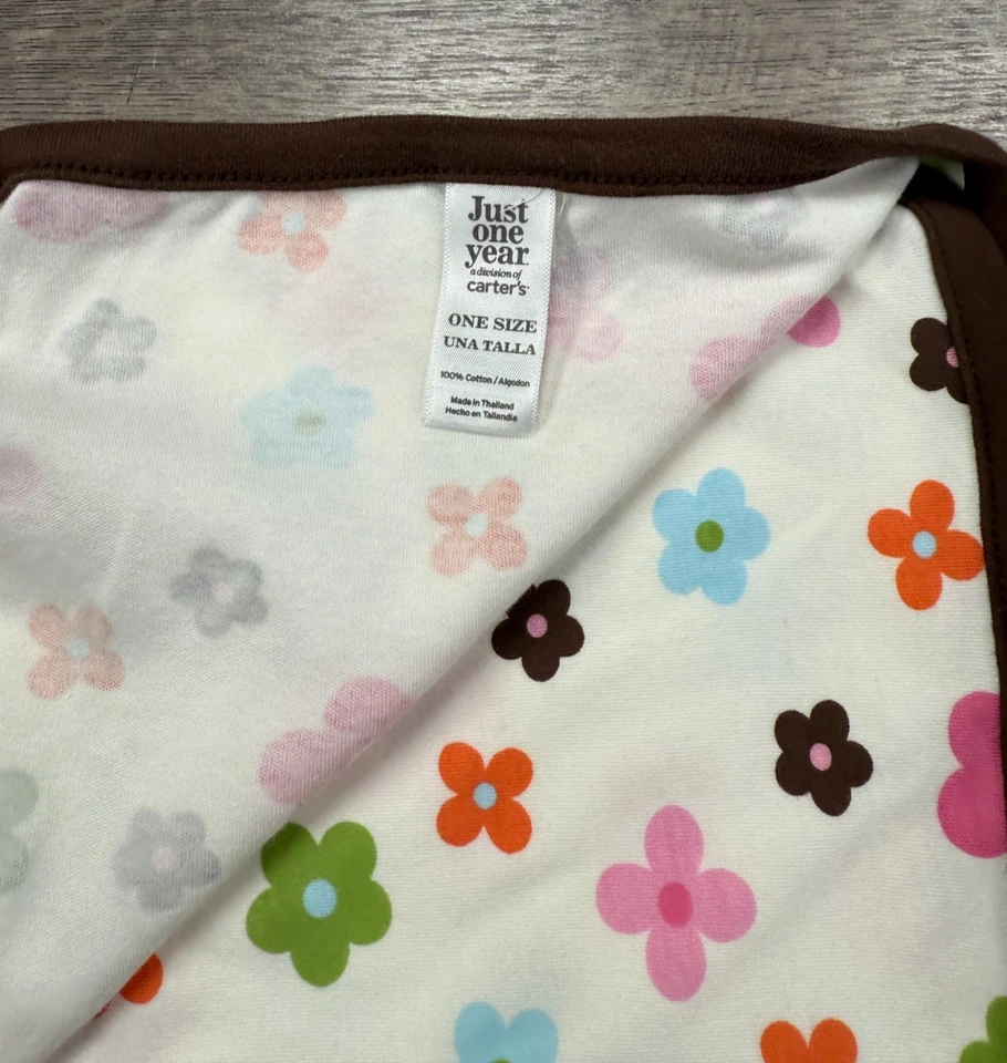 Nwot Baby Girl Vintage Just One Year Carter's Colorful Flower Swaddle Blanket - Image 3 of 3